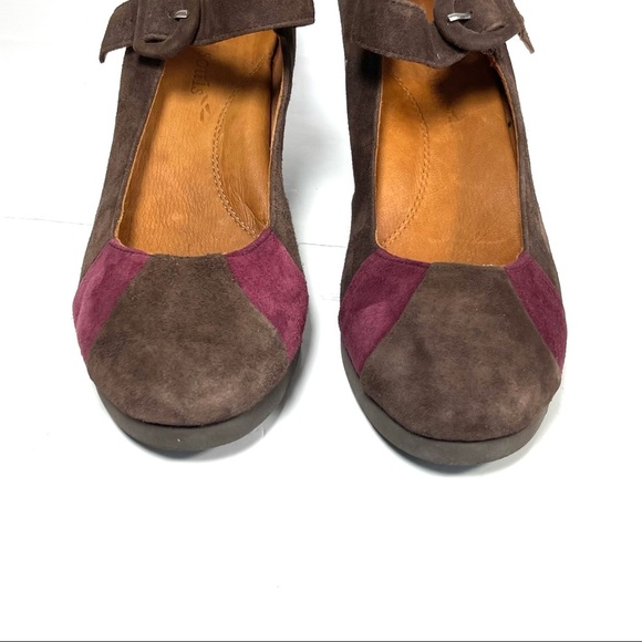 Gentle Souls Women’s Platform Mary Jane Wedge Shoes Brown/Red Suede Size 10M - Picture 6 of 12